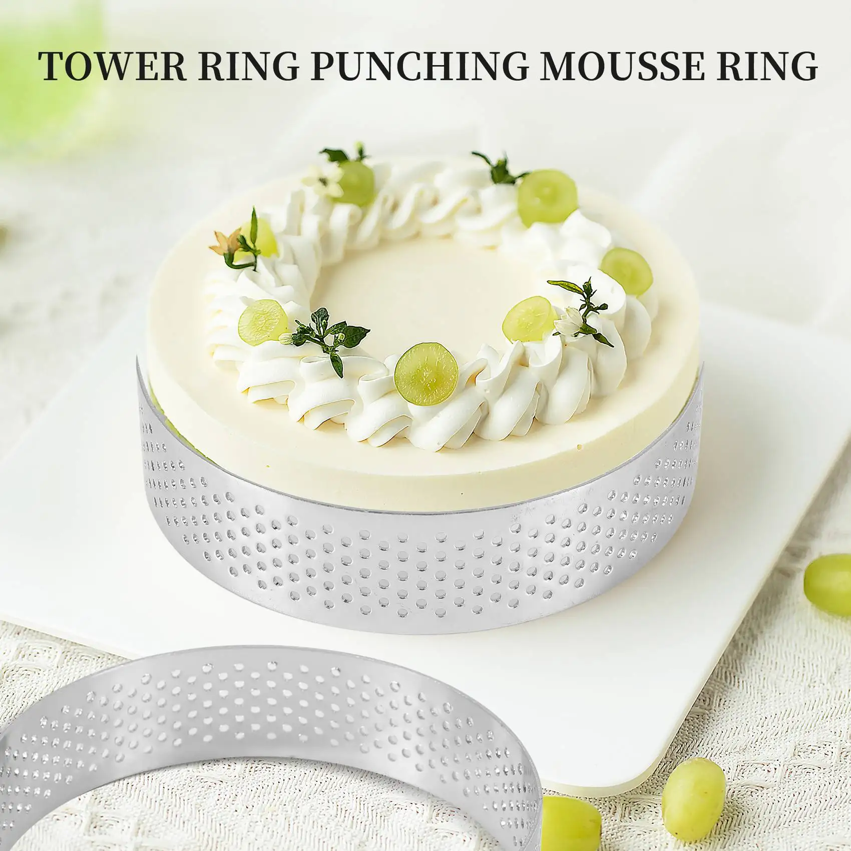 6 Pack Stainless Steel Tart Rings, Heat-Resistant Perforated Cake Mousse Ring,Cake Ring Mold,Round Cake Baking Tools