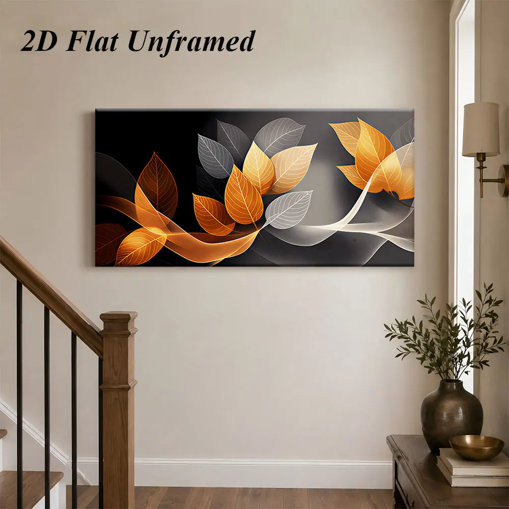 (1PC Unframe)1 modern minimalist style decorative painting Nordic frameless art abstract leaf home decoration painting 2D plan