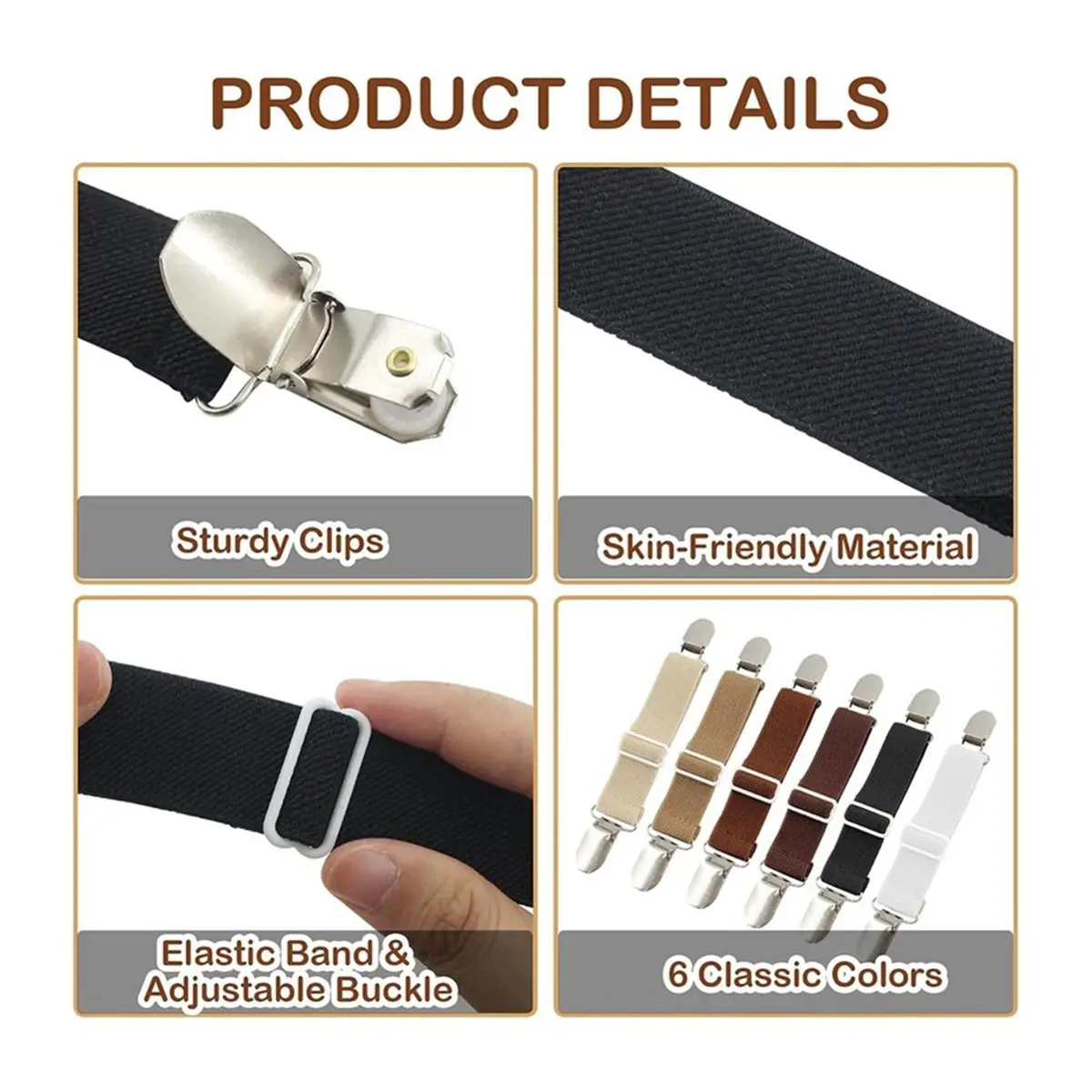 6 Pairs Elastic Shoe Straps,Adjustable Sandal Heel Straps Brown Anti-Loose Shoe Ankle Belt for Clogs Mule Footbed Cork