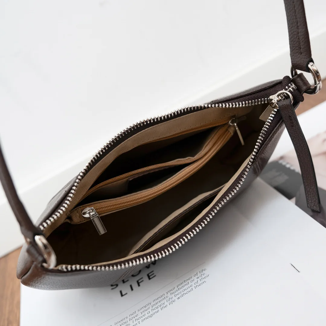 Genuine Leather Women's Crossbody Bag Lightweight Small Shoulder Handbag Portable Commuter Phone Purse for Daily Travel