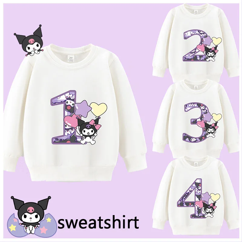 

Kuromi на день рождения с длинными рукавами, свободная детская спортивная куртка для отдыха, кавайная одежда для девочек, одежда с капюшоном, толстовка, праздничный подарок