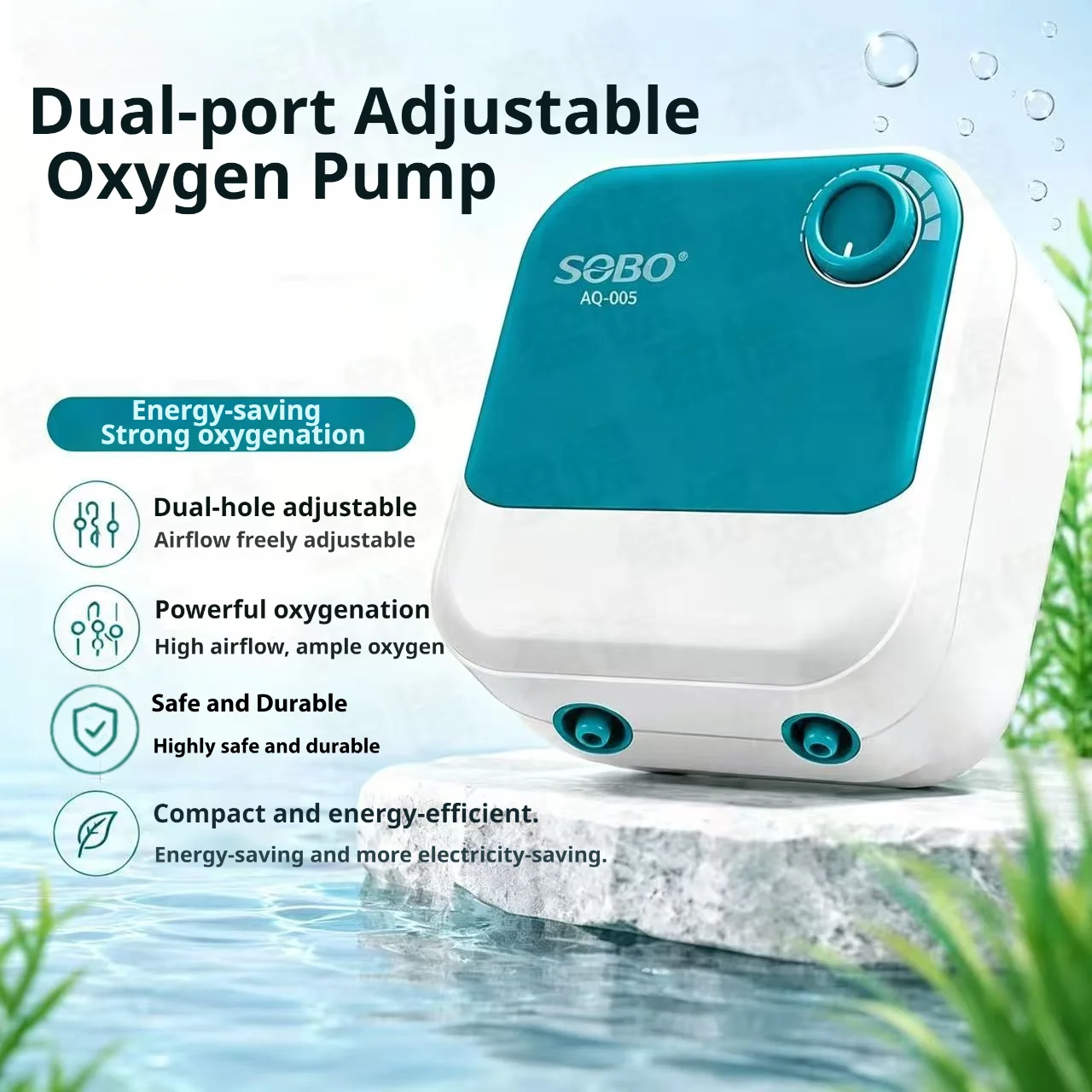 Aquarium Oxygen Air Pump Fish Tank Adjustable Air Volume High Power Oxygenator Air Compressor Aerator 220v