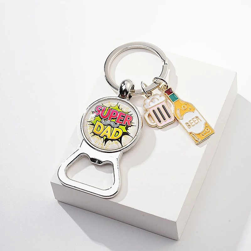 Porte-clés bière américaine en métal, ouvre-bouteille créatif, porte-clés pendentif, fête des pères, meilleur pendentif de sac de papa, cadeau de famille