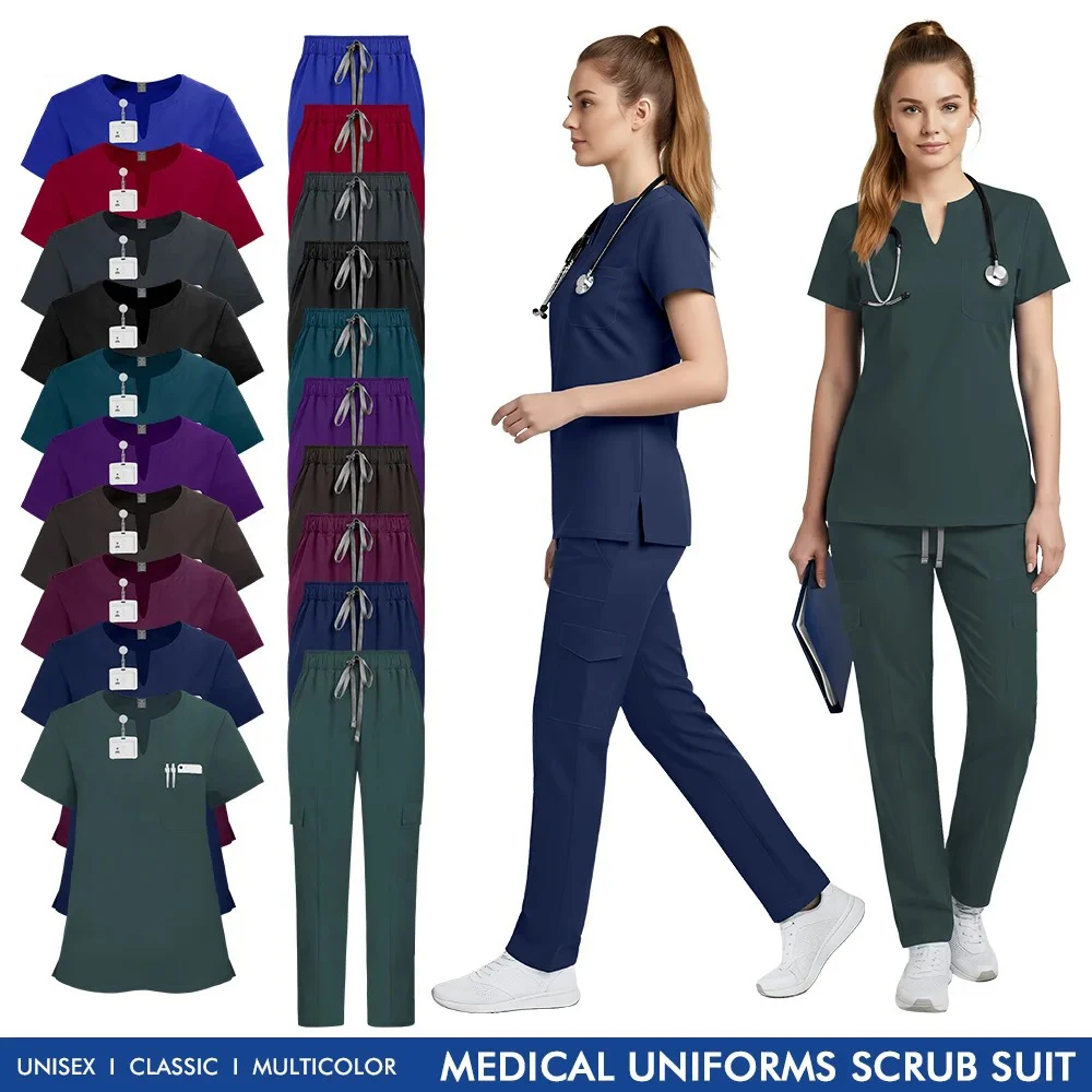 

New Design Women Medical Uniforms Scrubs Sets for Woman Nurses Accessories Dental Clinic Beauty Salon Spa Lab Workwear Clothing