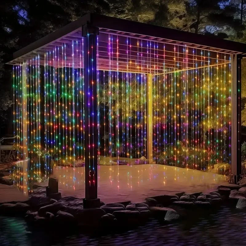 الستار الشمسية الجنية ضوء سلسلة التخييم جو الحفلات ديكور جارلاند مصباح في الهواء الطلق حديقة الصيف ديكور المنزل