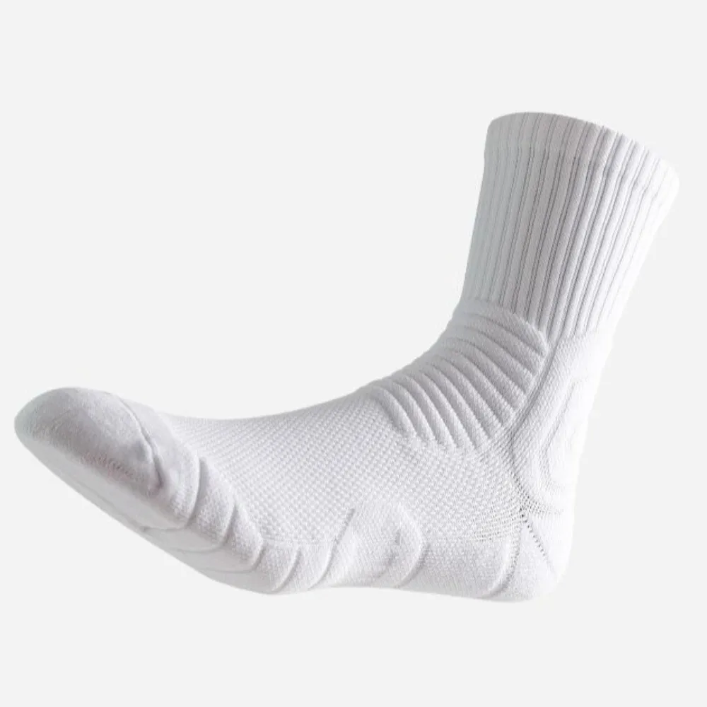 

6Pairs White and Black Basketball Crew Sock Bottom of Towel Breathable Athletic Sock Thicken Non-slip Mid-calf Sock Hiking