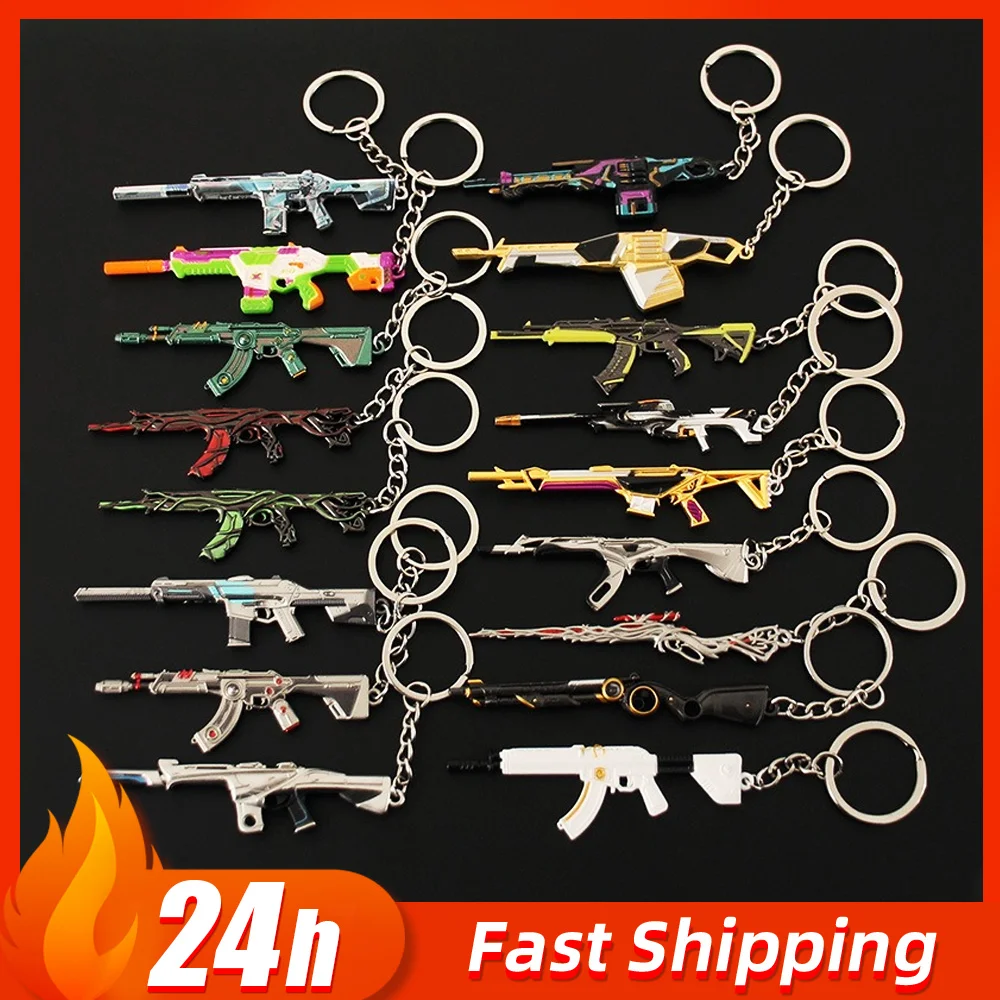 Valorant Mini gun weapons Keychain model Game Peripheral Sovereign Vandal Pistol Backpack Pendant Metal Crafts Boy toys Gifts
