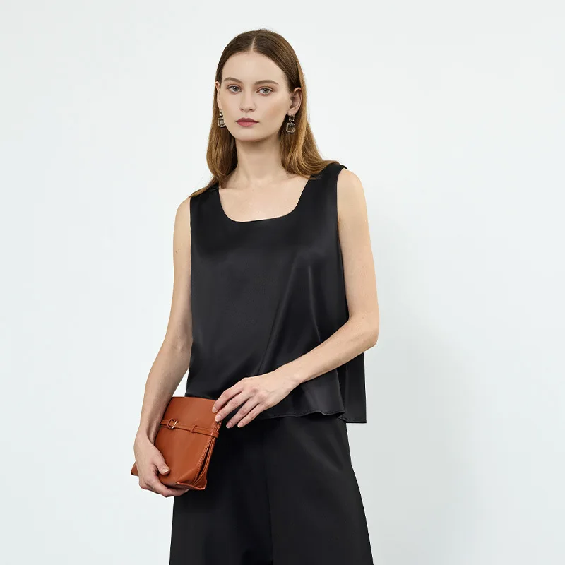 

100% Mulberry Silk Tank Top for Women Sleeveless Shirt Versatile & Elegant Cami Sleepwear Casual Summer Tee Loungewear Pajama PJ