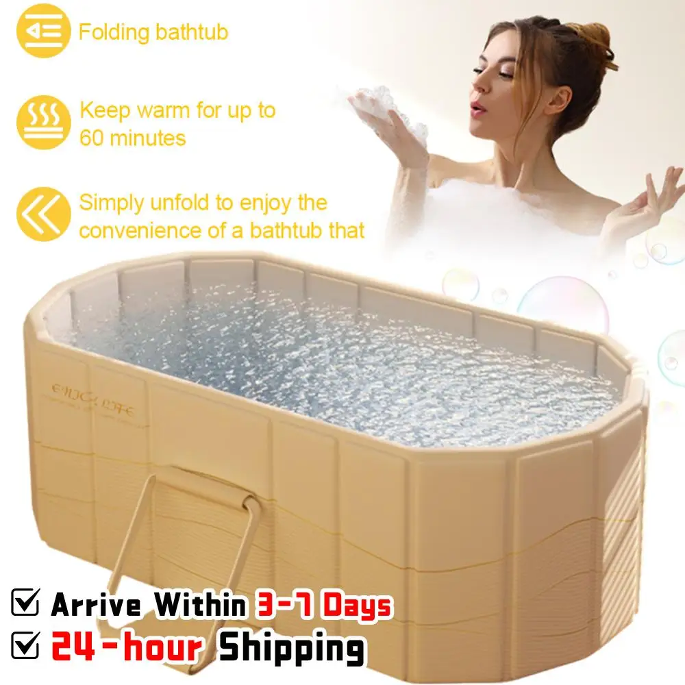 Bañera Plegable Portátil Grande para Baño de Agua Fría o Caliente, con Doble Drenaje