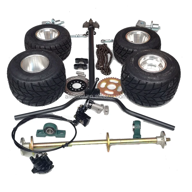 GO-KART box kart modification accessories steering rear axle 65CM rear axle 10x4.50-5 rain tire 11x7.10-5