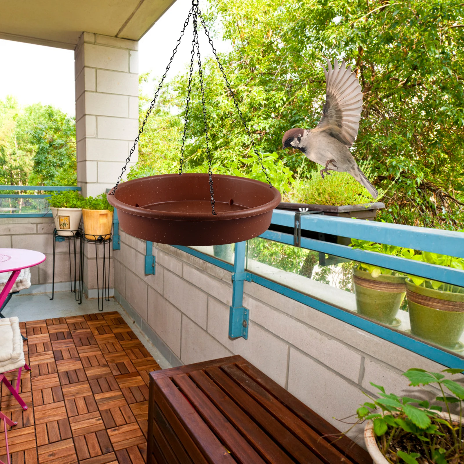 

Feeder Bowl Hanging Outdoor Garden Decor Durable PP Material Simple Design Easy Observation Bird Bath