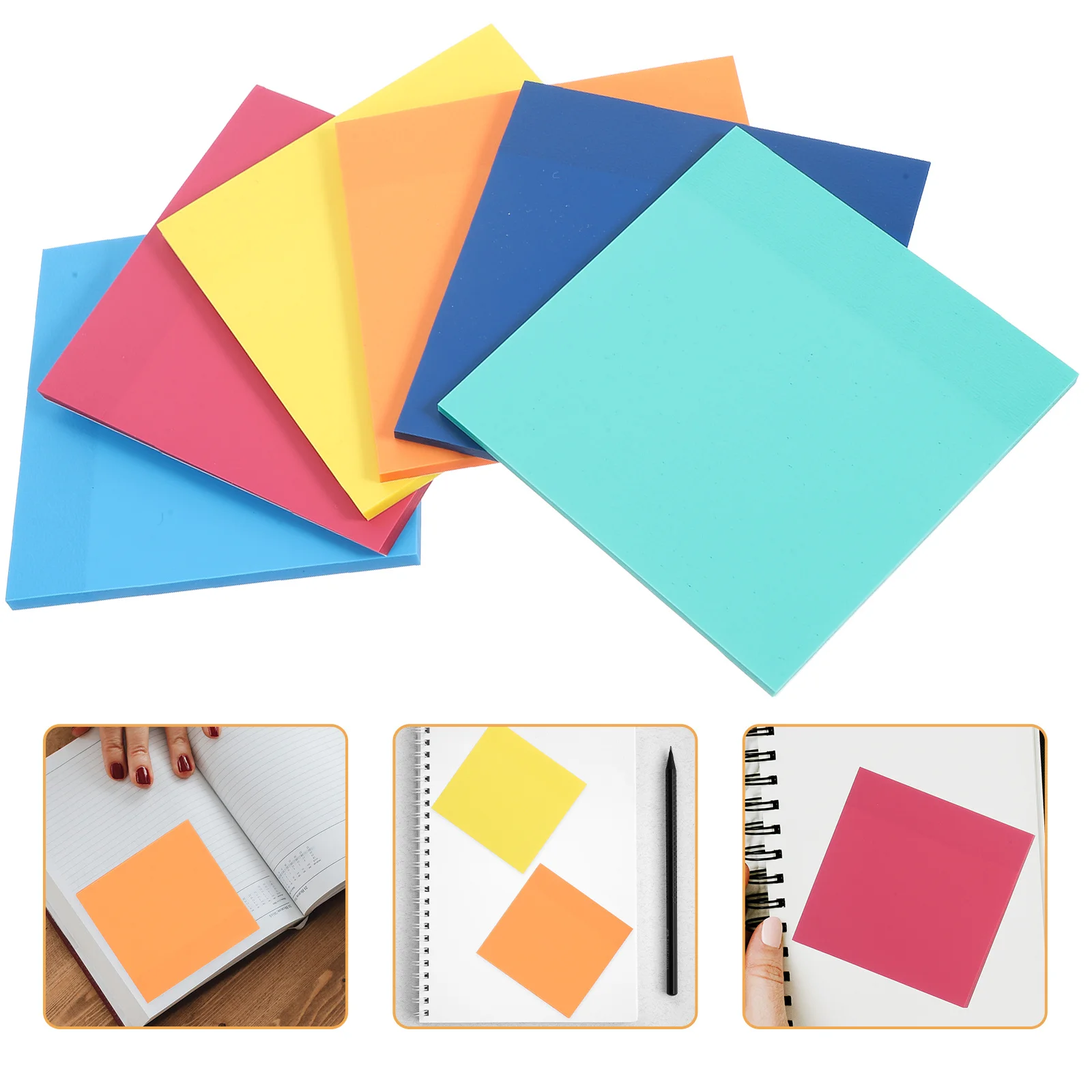 

6 Books Fluorescent Highlight Sticky Memo Pads Colorful Adhesive Notepads for Daily Note Taking Office School Book Tabs