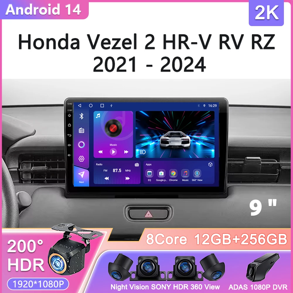 

Android 14 For Honda Vezel 2 HR-V RV RZ 2021 - 2024 Car Radio Multimedia Video Player Navigation GPS No 2din DVD Head Unit