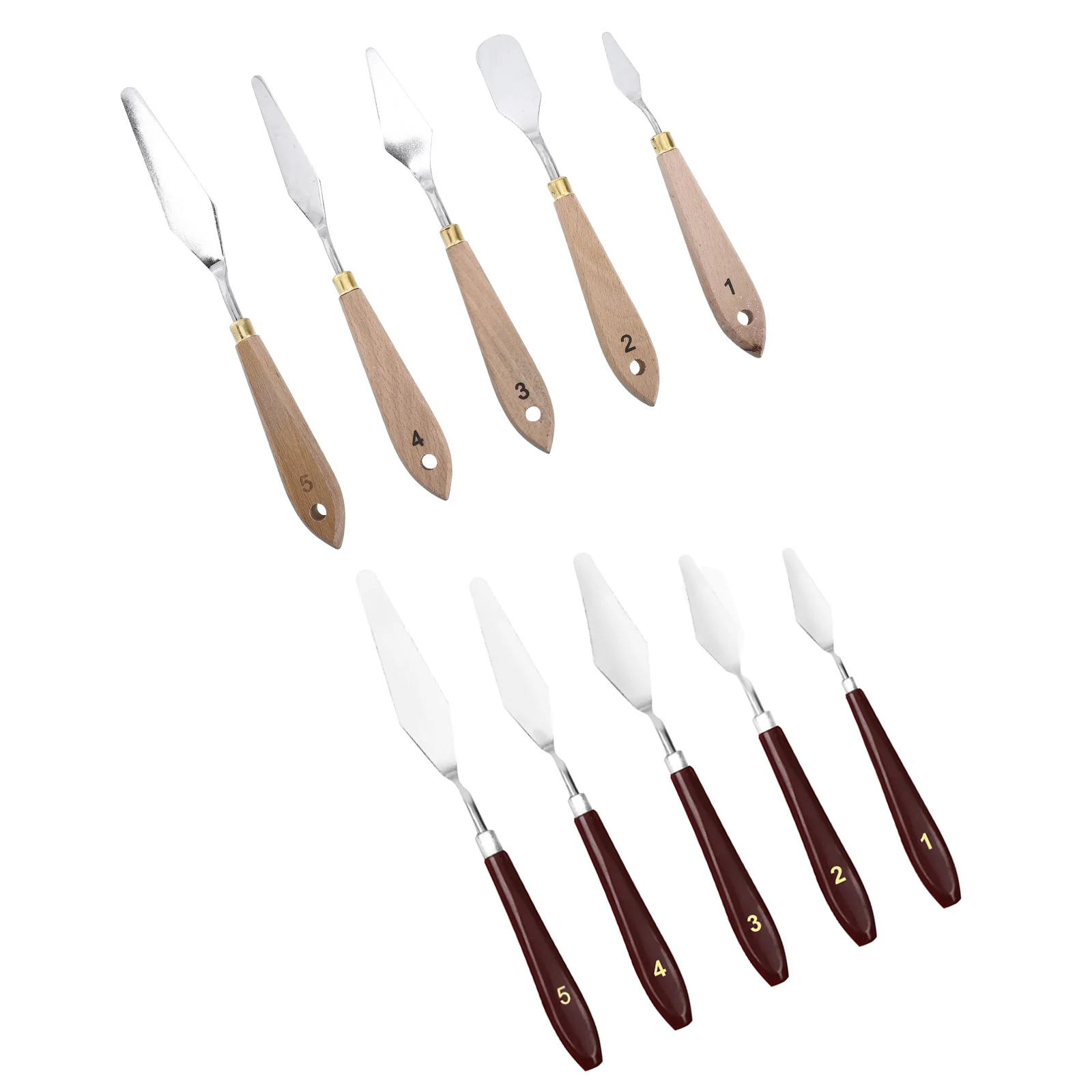 

10Pcs Wooden Handle Art Tool Painting Knives Set Perfect for Mixing Stirring and Direct Canvas Application Painting Knives
