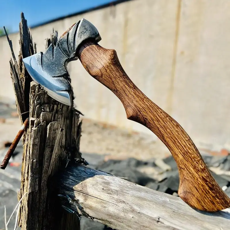 65 Manganese Steel Axe Wooden Handle Camping Axes Outdoor Self-defense Fire Ax Solid and Durable Multifunctional Hand Tools