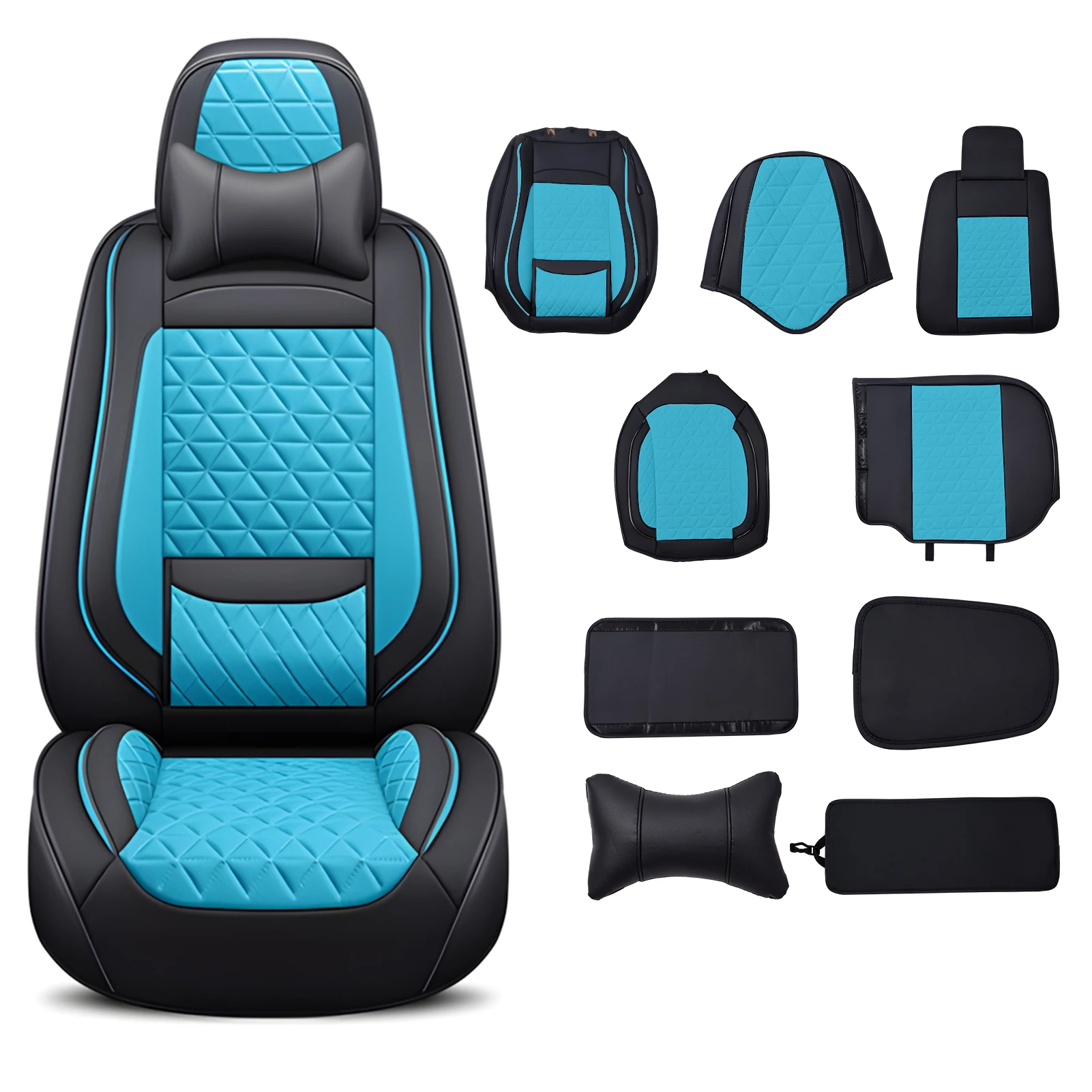 

Car Seat Cover Leather Full Set, Breathable Seat Protector, Front Rear Seat Covers Set of 5 Car Interior Accessories for Car