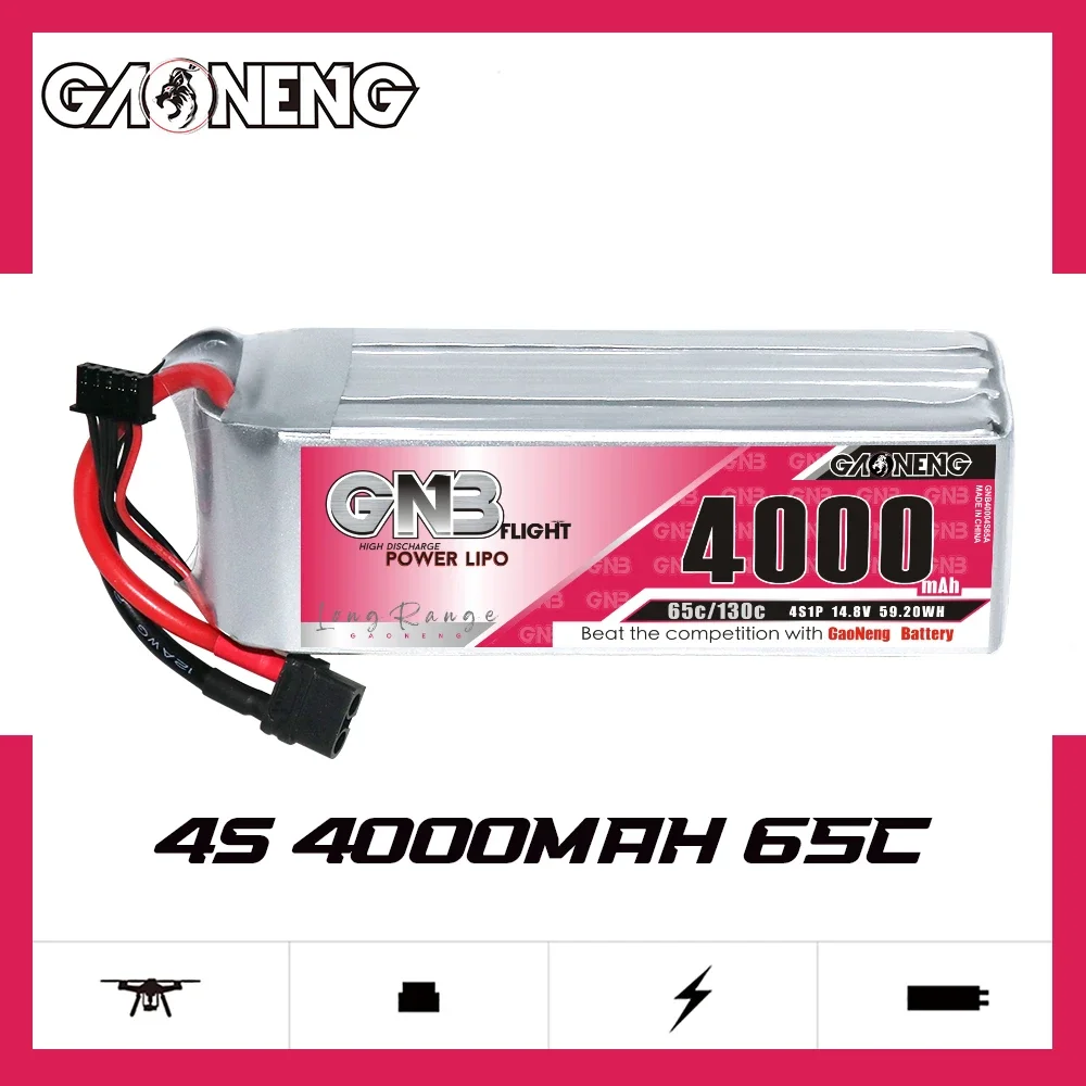 

GAONENG GNB 4000mAh 4S 65C 130C 14.8V XT60 LiPo Battery RC Truck RC Airplane Helicopter MultiCopter Boat Hobbies