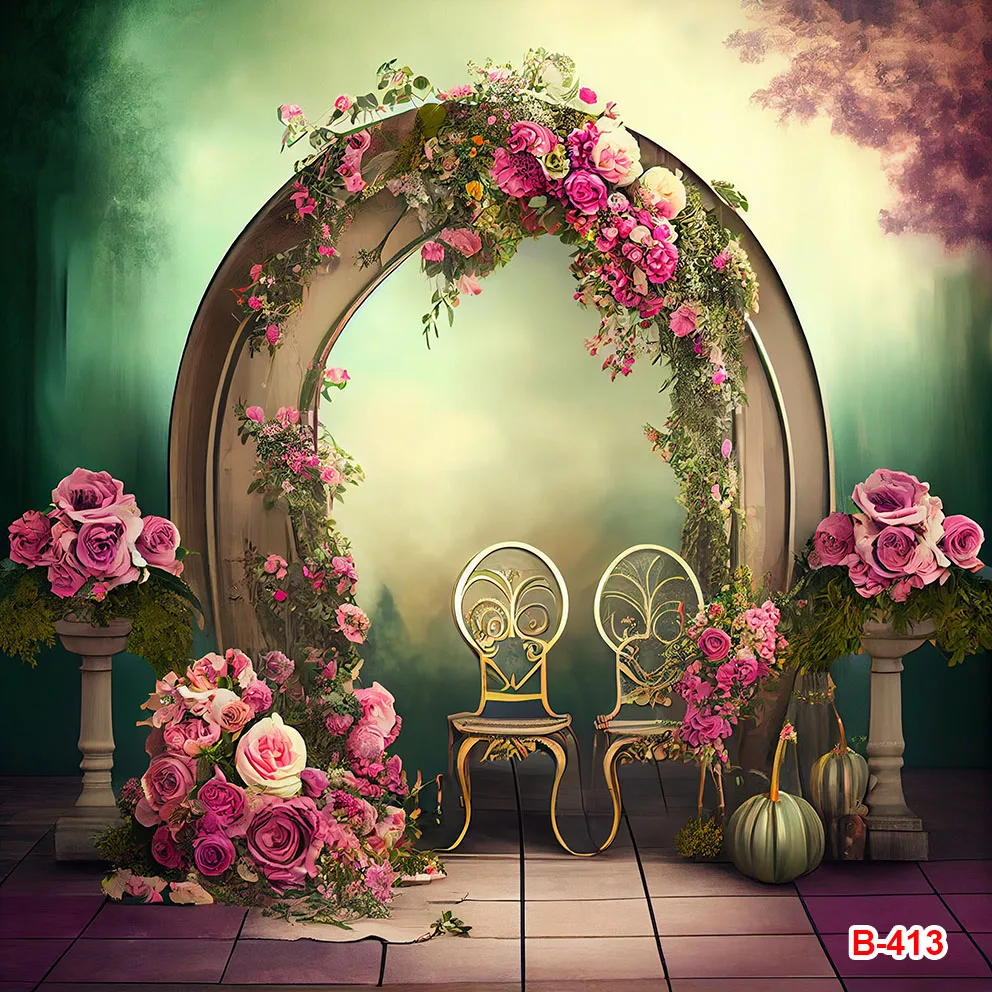 Цветочный свадебный изогнутый фон с дверью фотографический цветочный фон для свадебной церемонии невесты и жениха реквизит для семейного портрета
