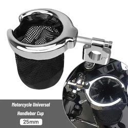 Soporte cromado para botella de motocicleta, manillar para Harley Sportster, Fatboy, Dyna, Softail, V-ROD, Touring, Road King, 25mm, 1