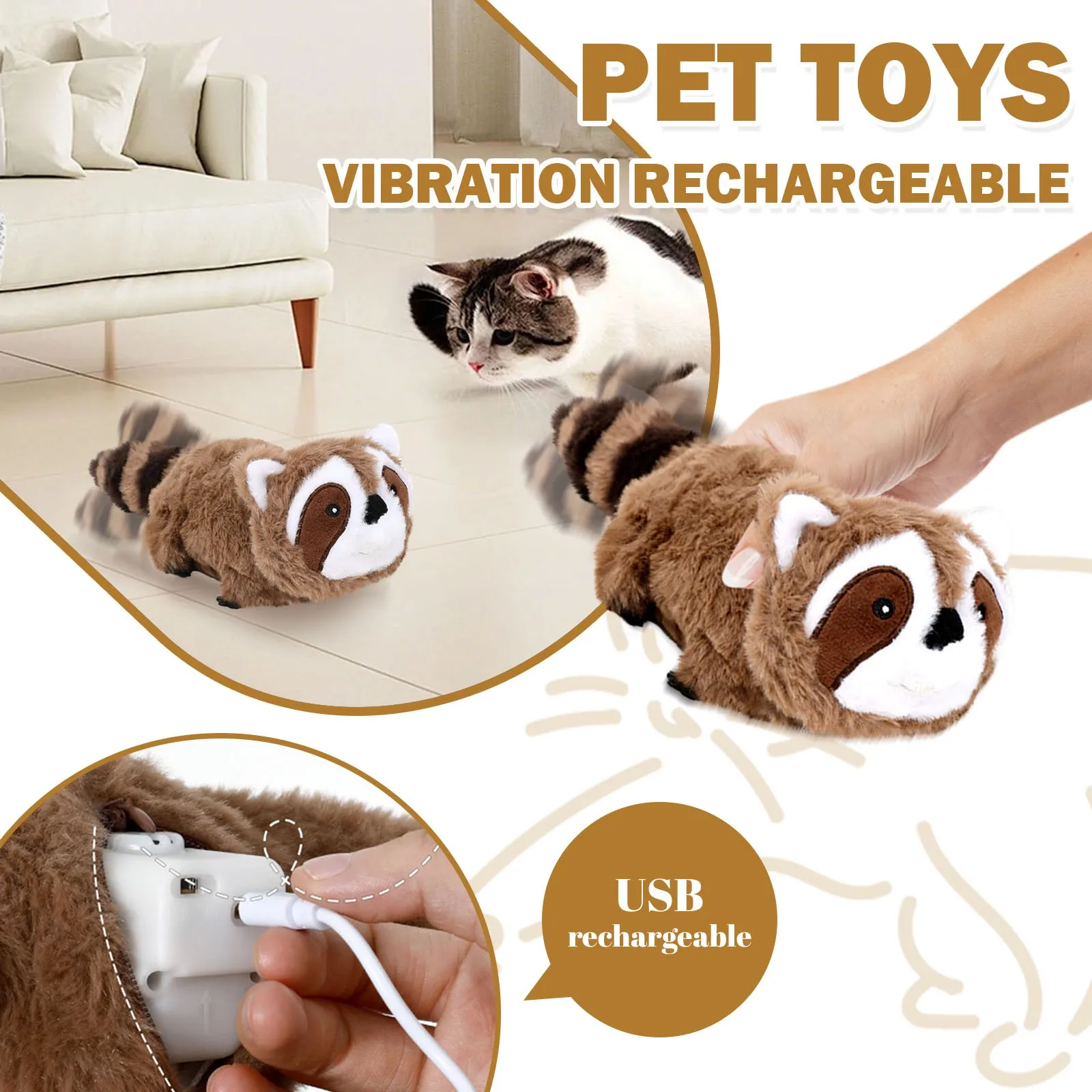 

Electric sound-making raccoon toy for cats and dogs,Electric Charging Simulation Raccoon plush toys,Pet interactive Stuffed toys