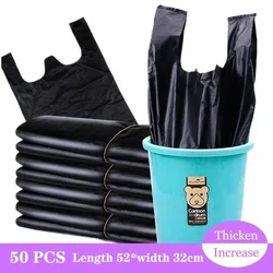 50 PCS  Handle Portable Garbage Bag Thickened Disposable Plastic Bag Trash Bags Waste Bin Rubbish Bags  1 dozen