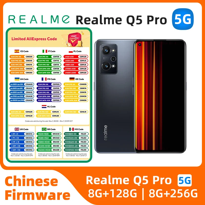 

Realme Q5Pro Android 5G Unlocked 6.62 inch 256G All Colours in Good Condition Original used phone