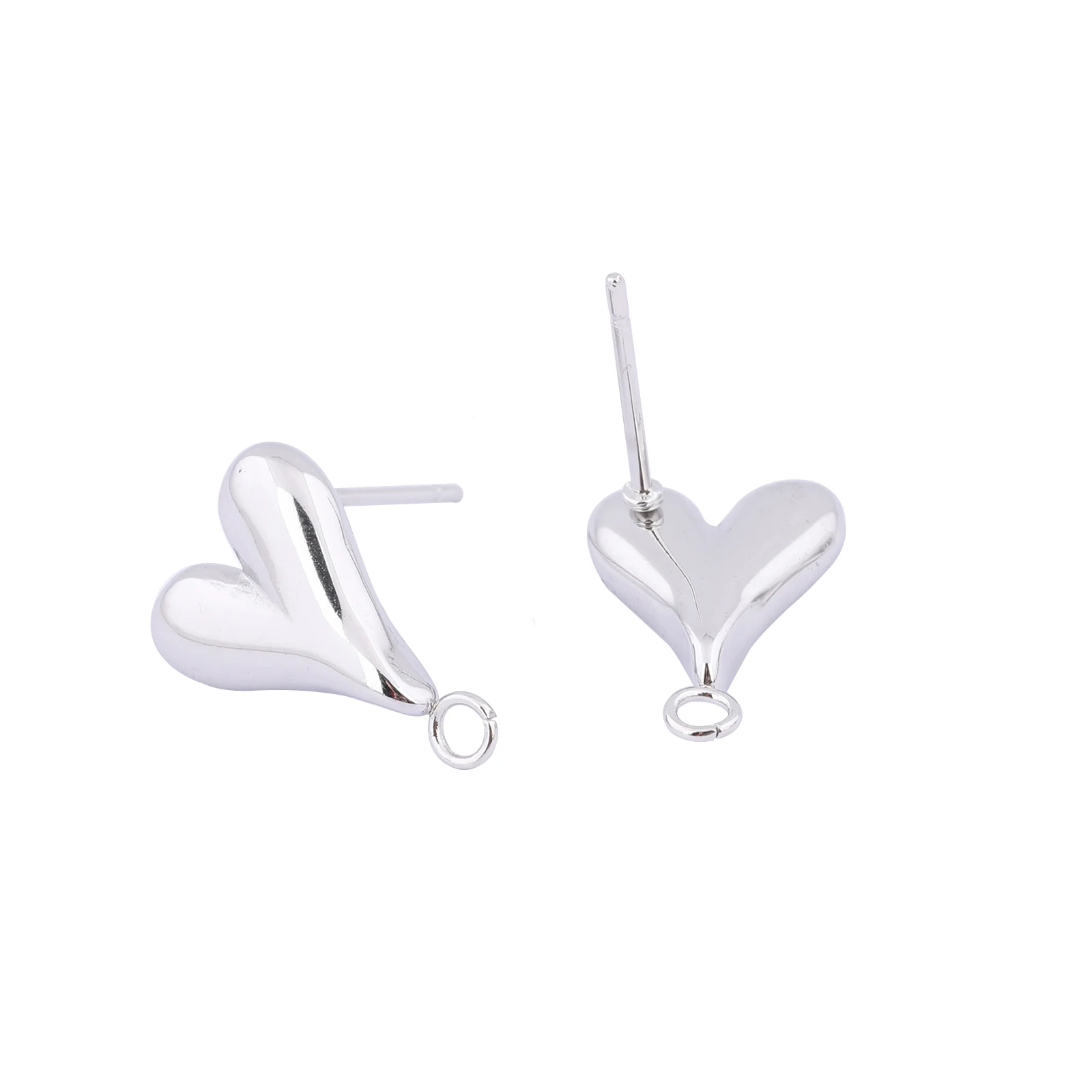 

10pcs Stainless Steel Heart Charm Post Earring Connector Studs With Loop Diy Jewelry Making Findings