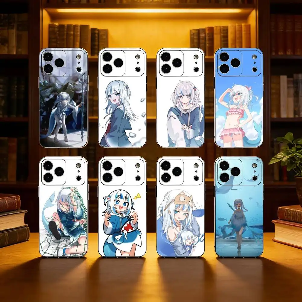 

Gawr Gura Cute VTuber Phone Case For iPhone 17,16,15,14,13,12,11 Plus,Pro Max, Soft Silicone Black Cover