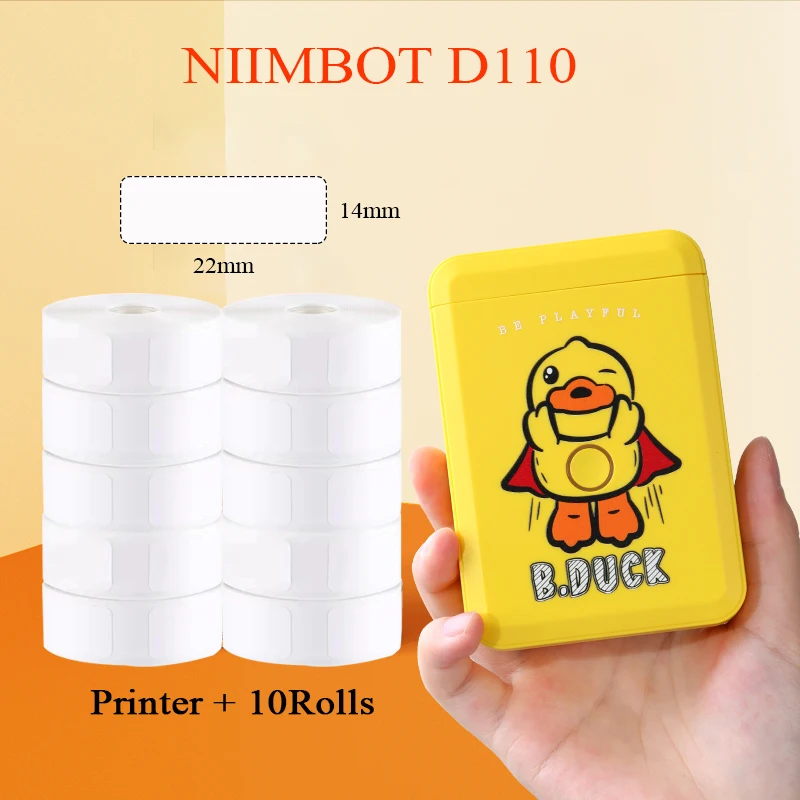 NiiMbot D110 Label Printer Yellow Color Wireless Label Marker Tape Included Multiple Templates Available for Phone Office Home