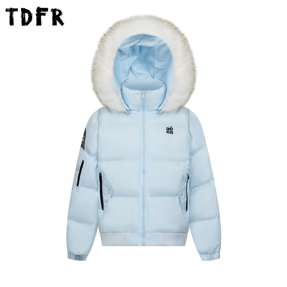 

Letter Embroidery Hooded Bread Jacket Mens Removable Hat Winter Casual Loose Thick Padded Jacket Man