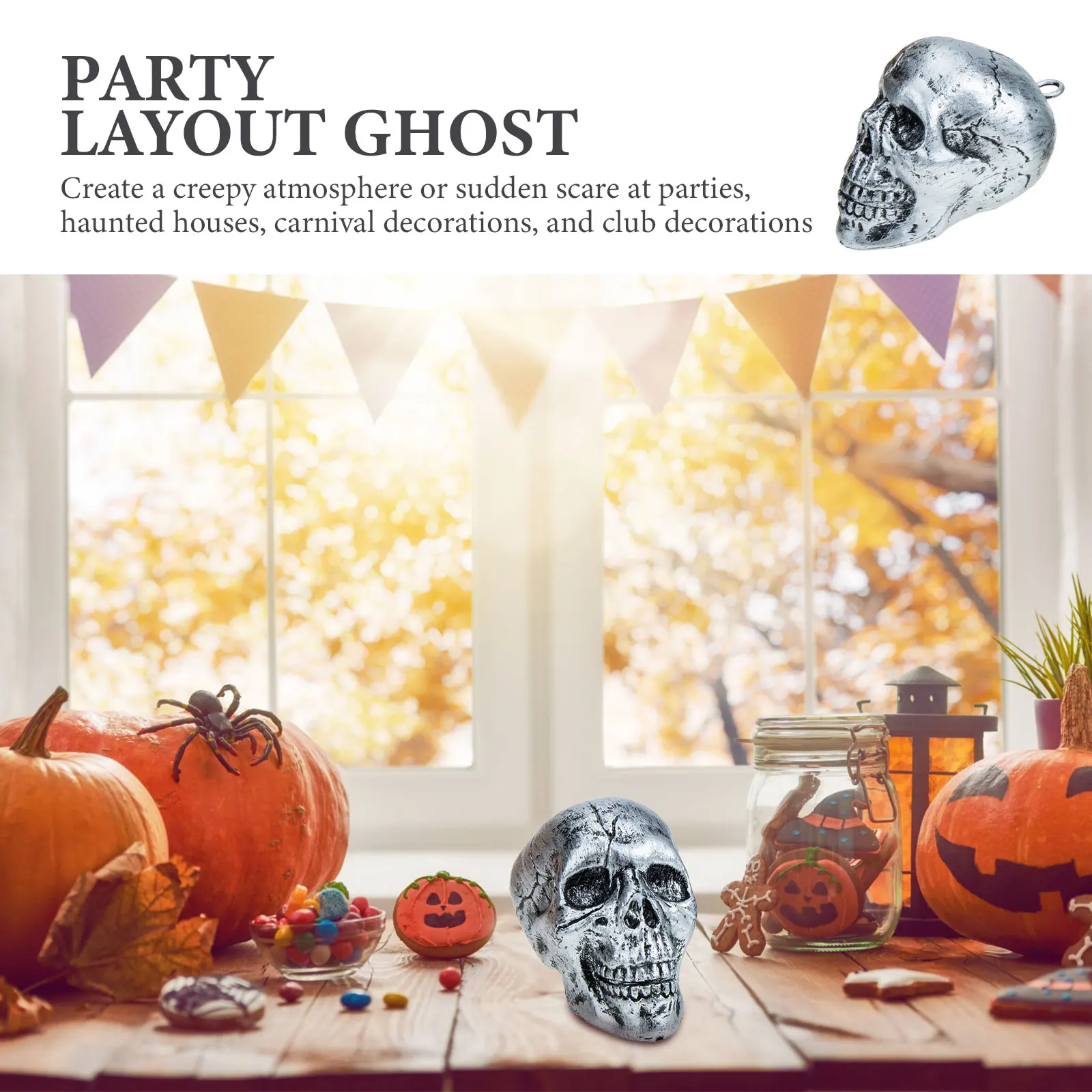 

6 Pcs Skull Decoration Halloween Prop Decorations Real Person Ornaments Pp Scary