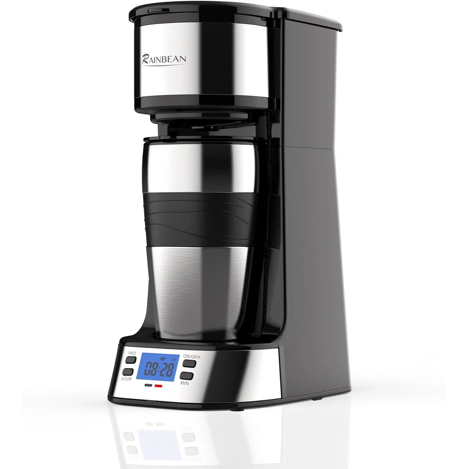 

Single Serve Coffee Maker, Programmable Single-Cup Brewer with Timer Auto Start/Off, 14 Oz Ground Coffee Machine, 700W Quick