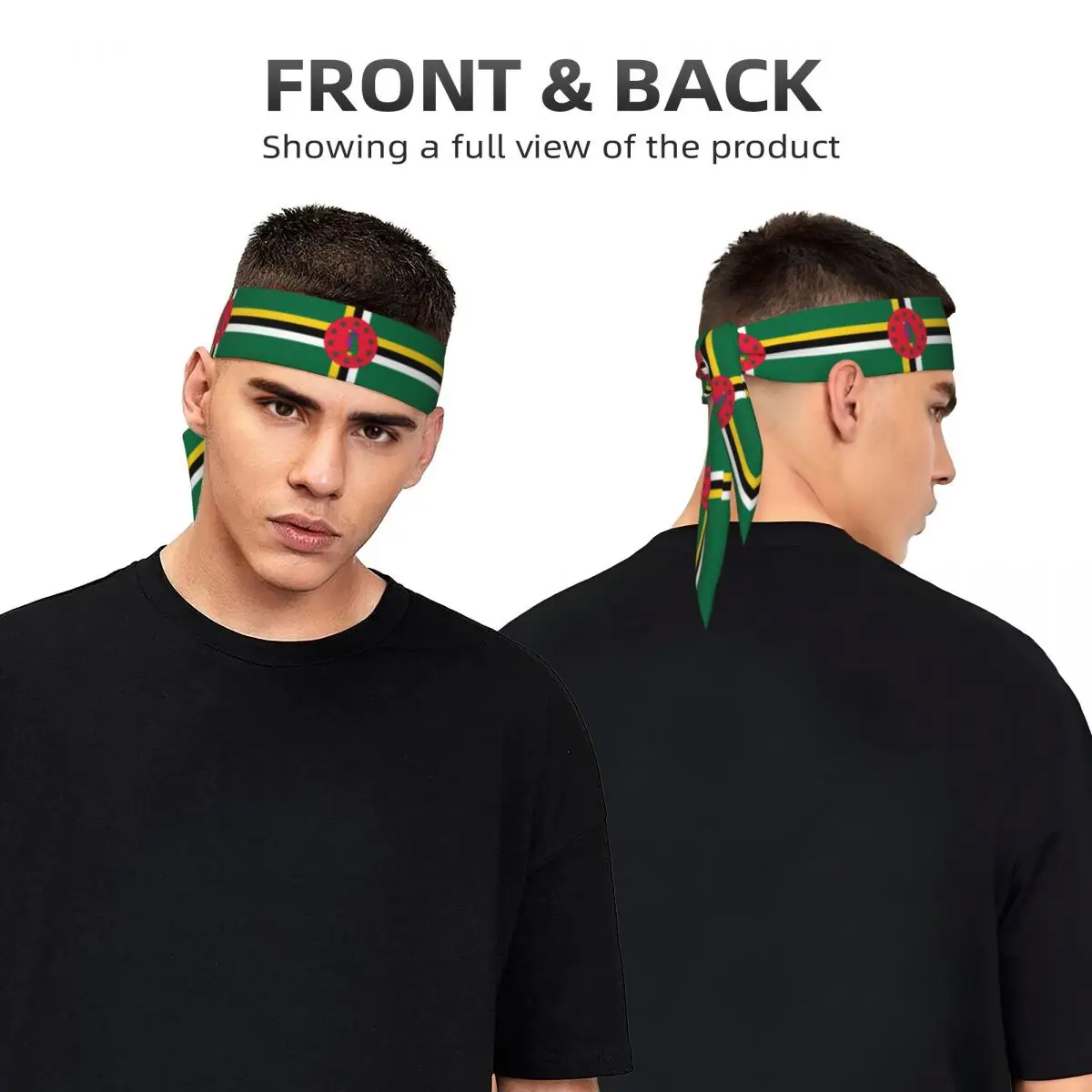 Tie Headbands Dominica Flag Sports Head Band Athletic Sweatband Bandana Sweat Wicking