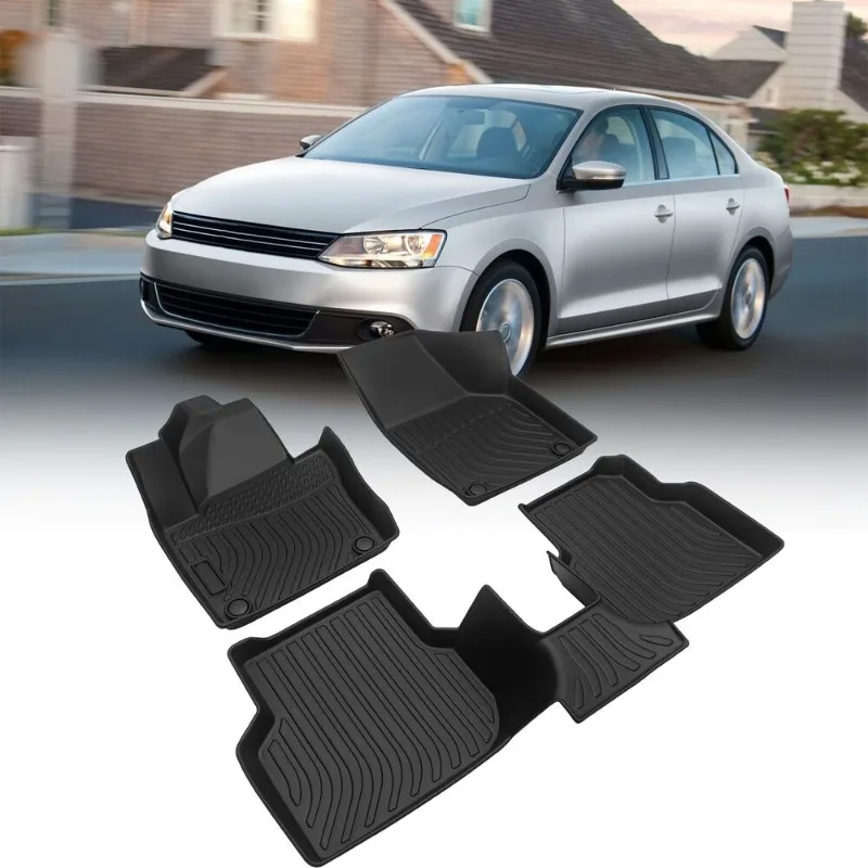 

Car Floor Mats for 2012-2018 Volkswagen Jetta Black All-Weather TPE Protection United States