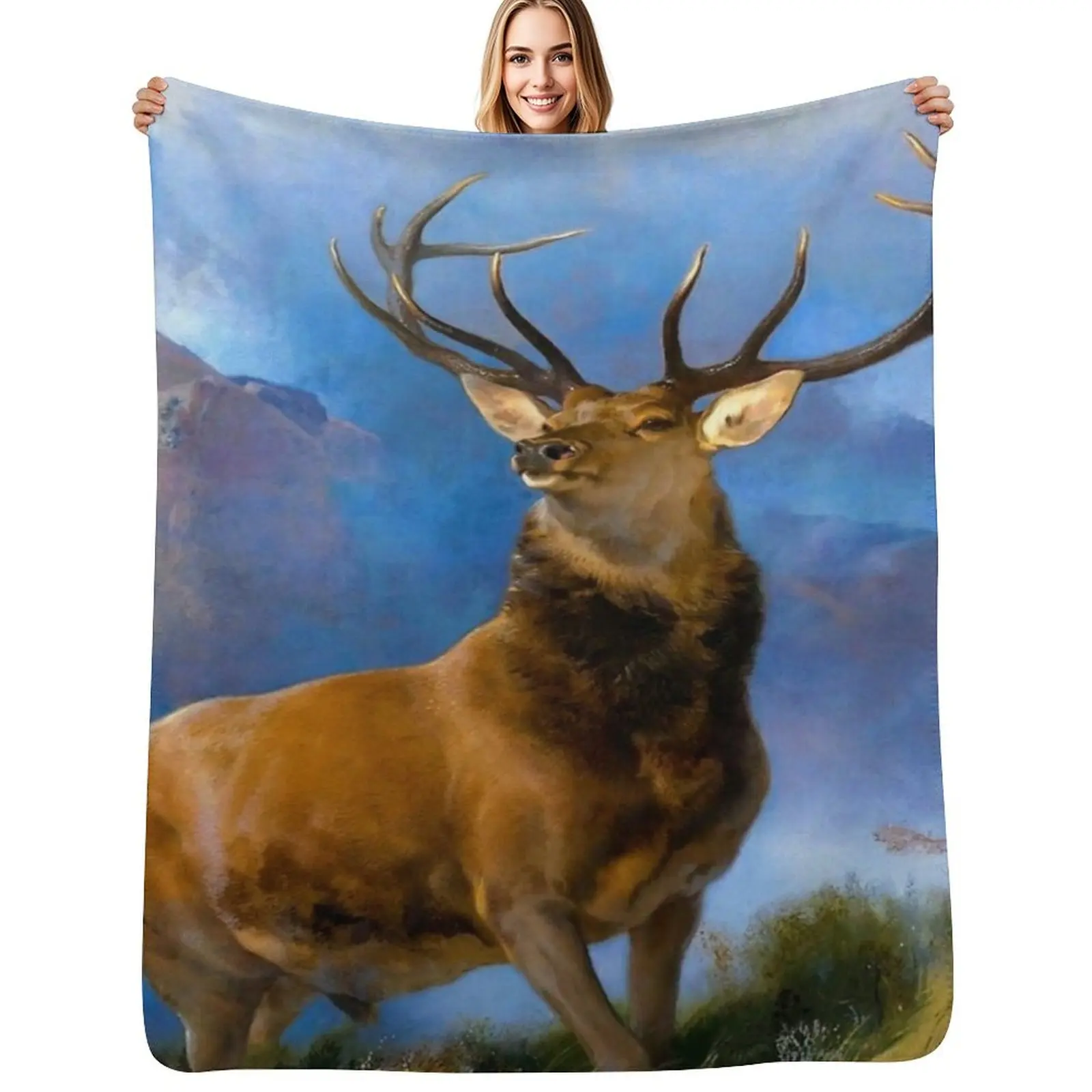 

Edwin Landseer - The Monarch of the Glen, artwork by Edwin Landseer Throw Blanket Soft Warm Blanket Gift for Grandparents