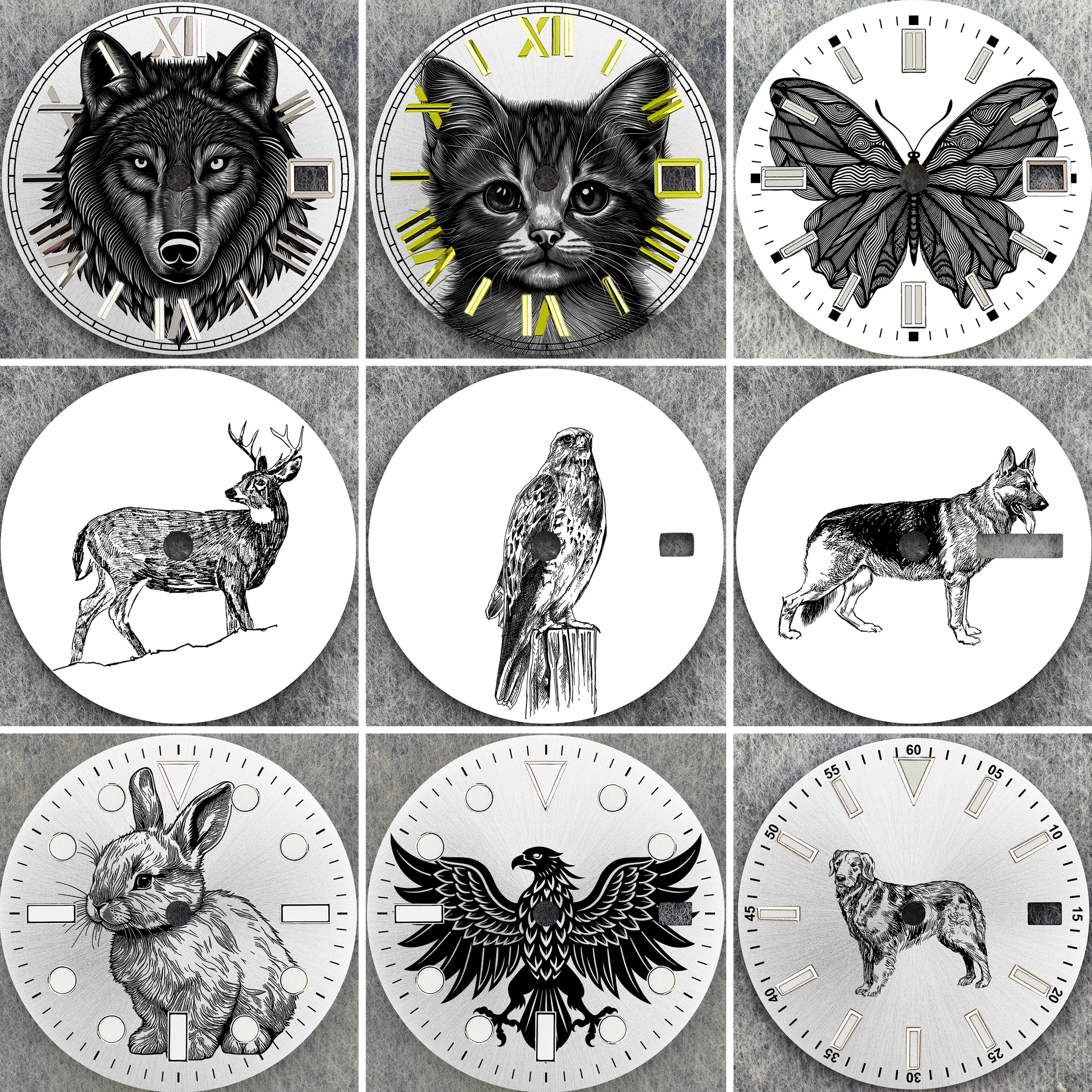 28.5mm Animal Series Watch Dial Compatible with NH35/NH36 Movement Watch Face C3 Luminous High-Quality Watch Replacement Parts