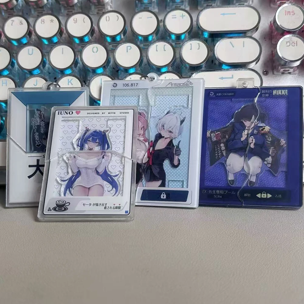 

Game Blue Archive Azur Lane IJN Taihō Yozakura Kirara Cosplay Keychain Acrylic Retractable Key Chain 4 Pcs Set Keyring Prop