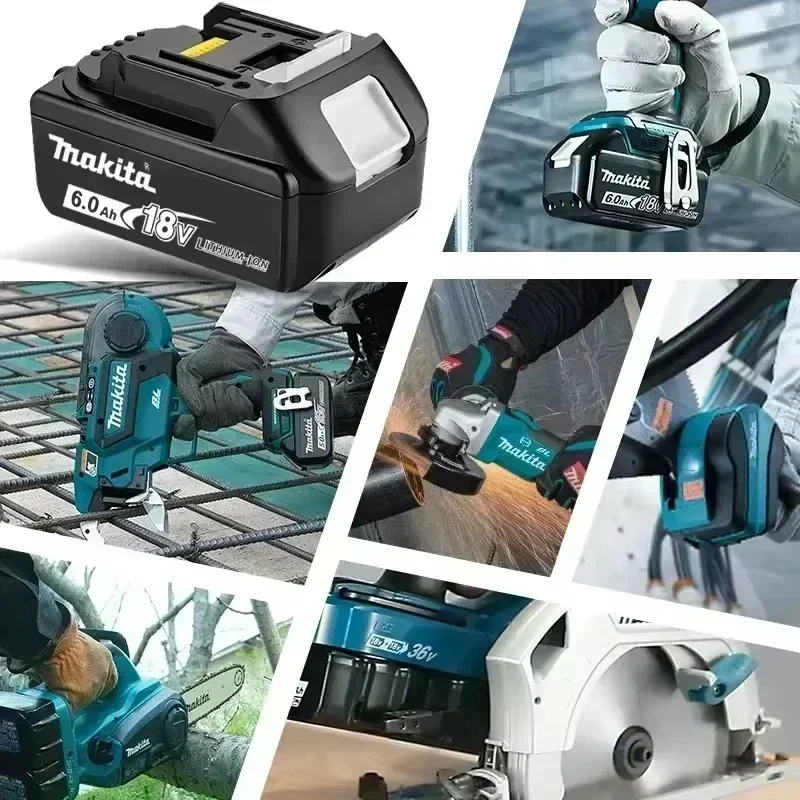 Original Makita 18V battery, BL1860B 6Ah rechargeable LED battery, for Makita DTW700 DDF487 DYD173 DGA404 power tool battery️🛬