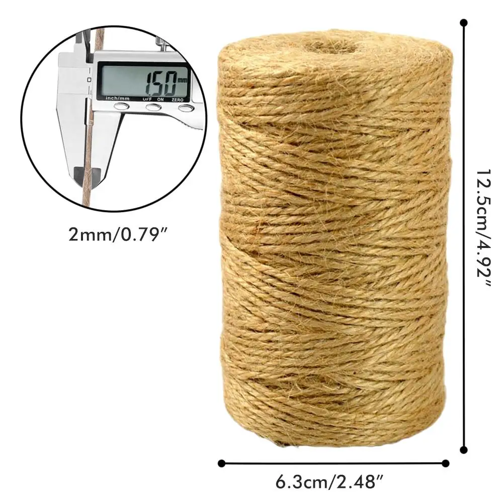 

4Pcs 100m 2mm 3Ply Hemp Rope for DIY Crafts Gift Wrapping Gardening Home Party Decor