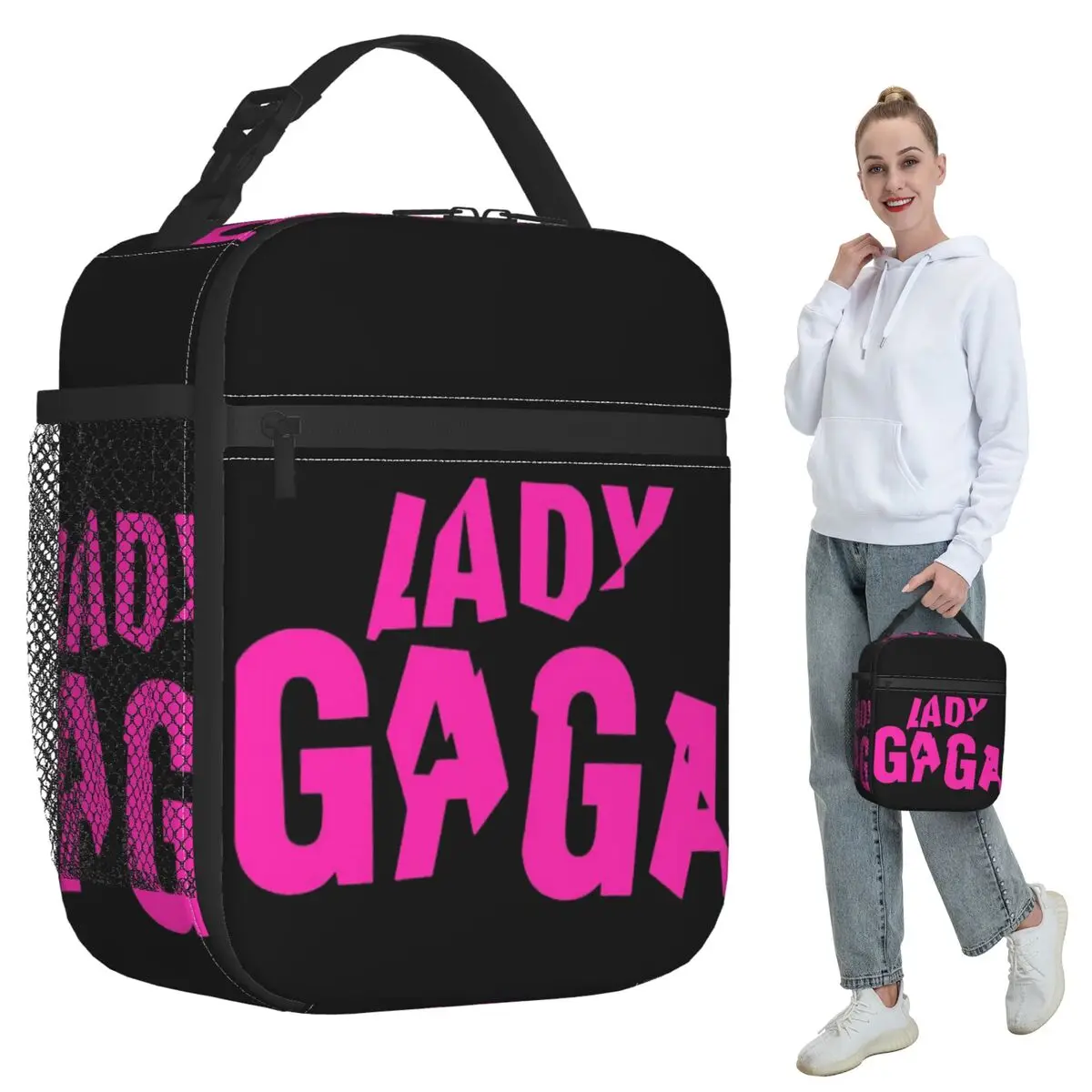 

Термосумка для обедов с логотипом альбома Lady Gaga Mayhem для детей, школьная термосумка-холодильник, портативный контейнер для еды