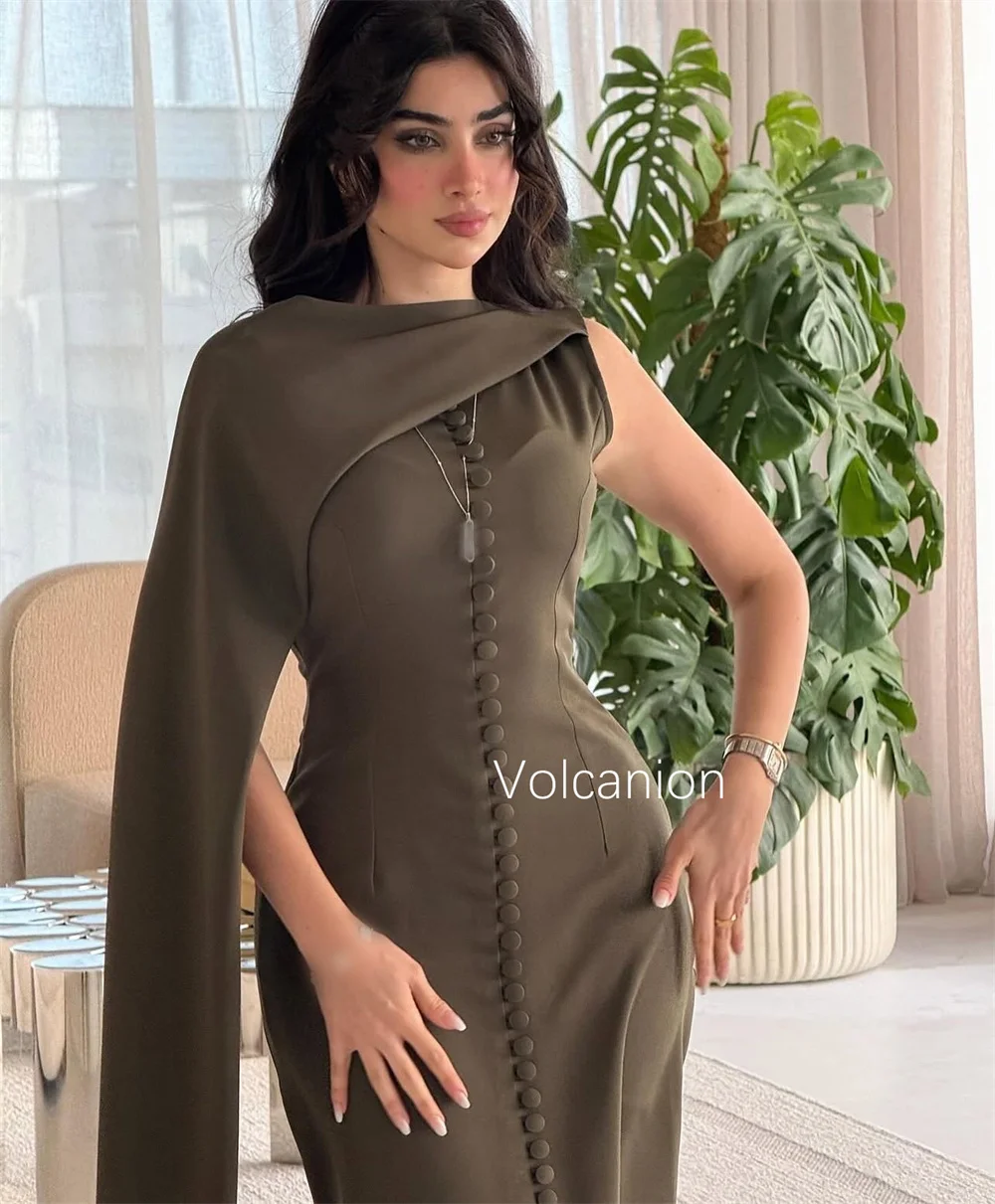 Customized Jersey Button High Collar Sheath Midi Dresses Bespoke Occasion Homecoming Classic Simple Sizes Available