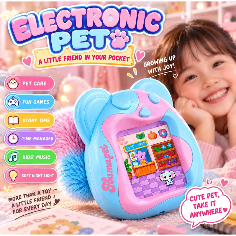 Electronic Pet Game Machine Color Screen Handheld Virtual Pet Raising Gamer Early Education Story Portable Interactive Gift