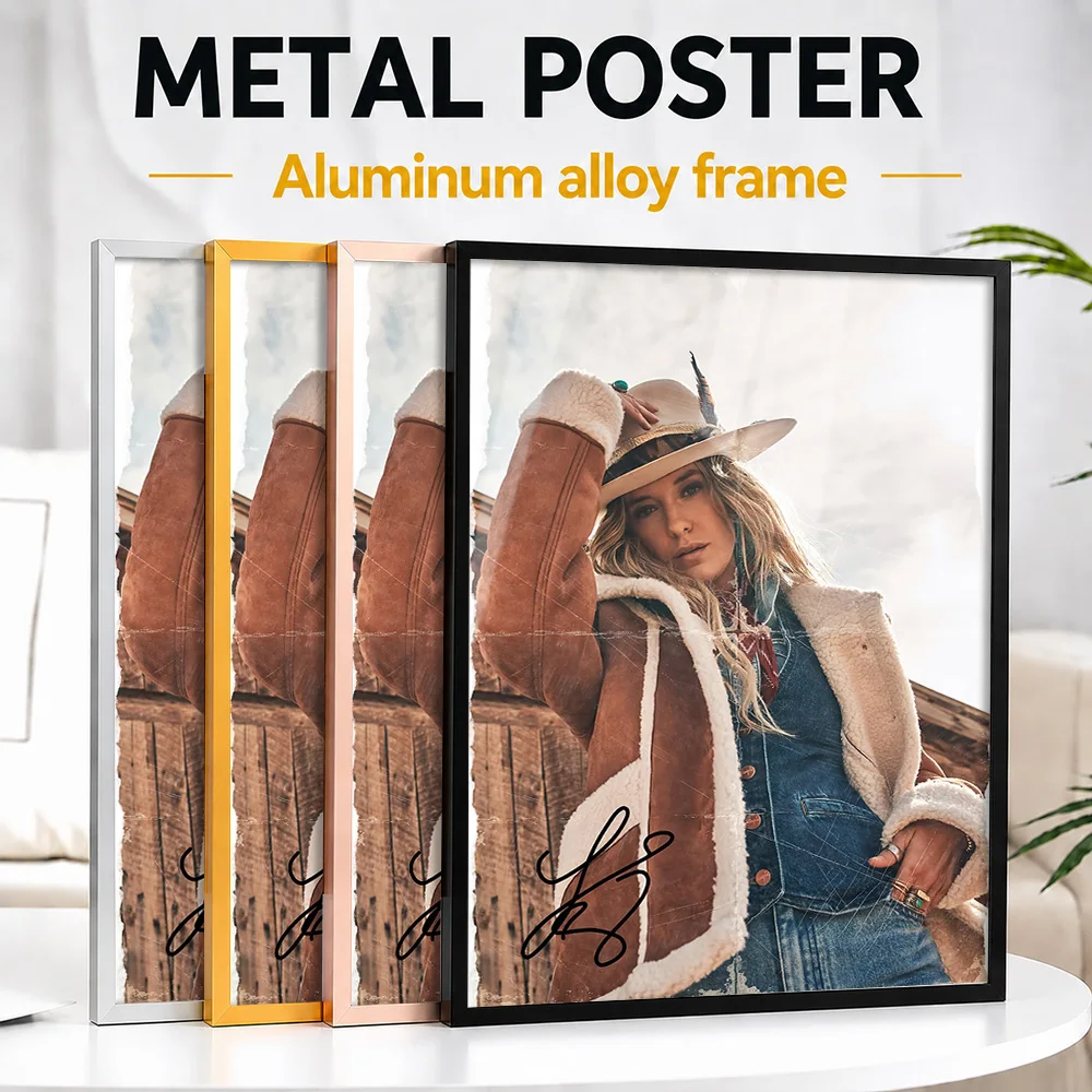 Lainey Wilson In Denim And Suede Metal Poster With Aluminum Alloy Frame Customized Photographic Wall Art For Listening Lounge