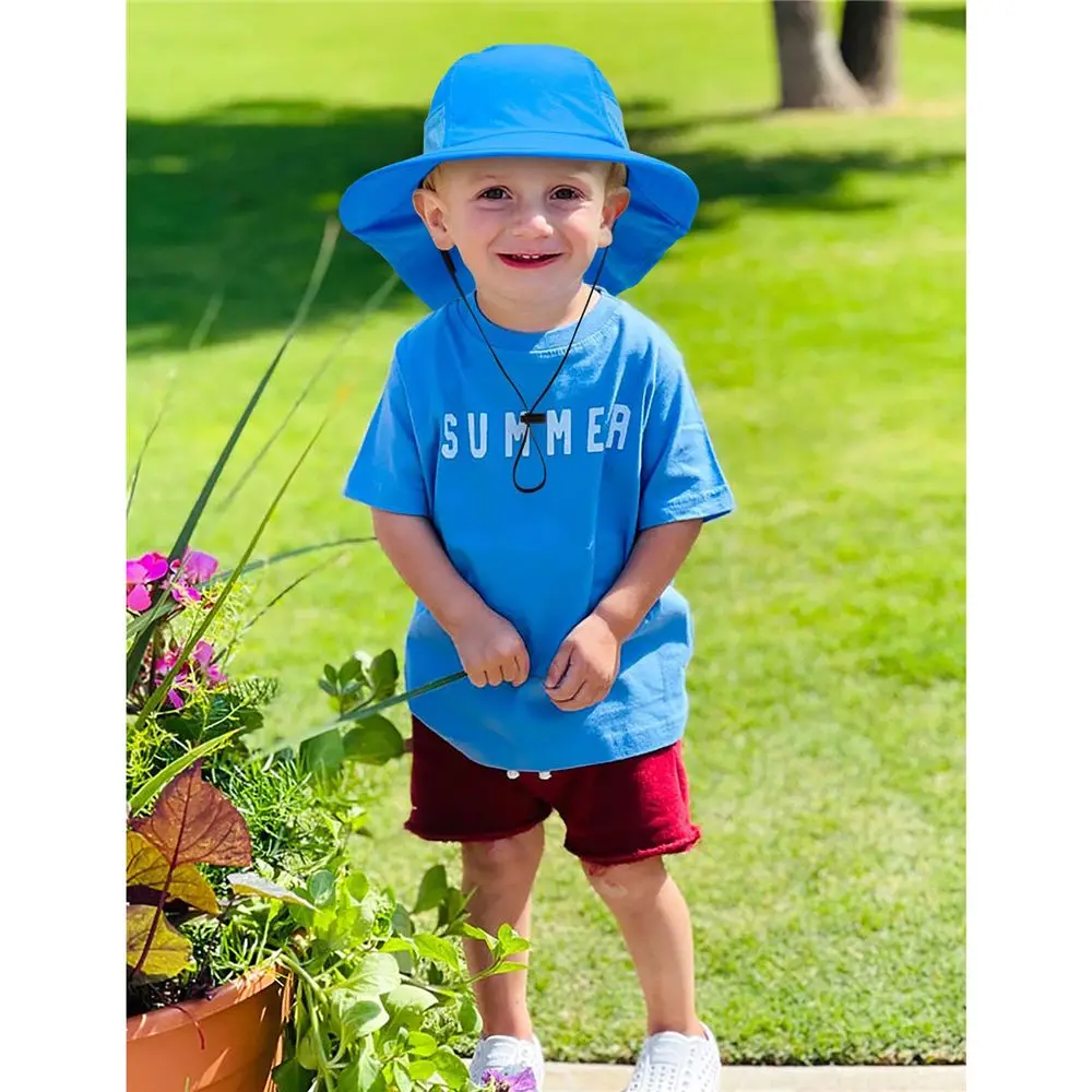 Summer Adjustable Beach Hat Breathable Sun Protection Hat Beach Play Hat Kids Sun Hat with Neck Flap