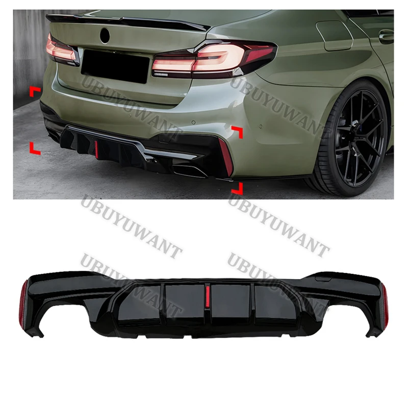Für BMW G30 G31 530i 530d 530e 550i 550d M Sport M5 Style 2017 bis 2023 Heckdiffusor Stoßstangenlippe Spoiler Upgrade Nachrüstung Splitter