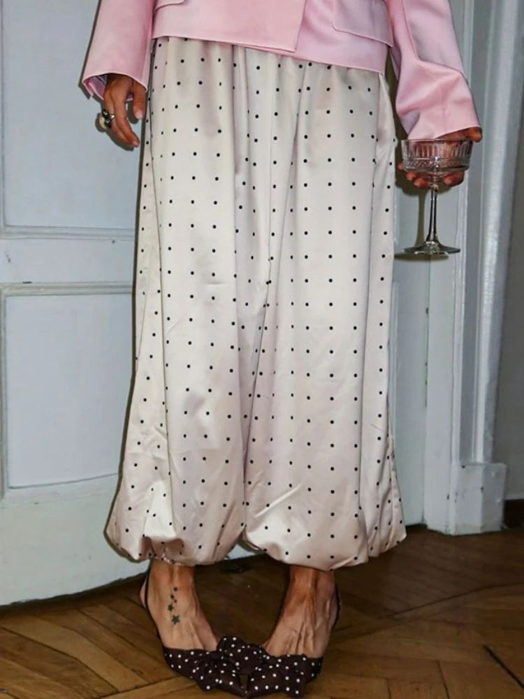 

Женские брюки FDYOUI 2026: Модные повседневные брюки в горошек с эластичным поясом, свободные прямые длинные брюки в стиле Y2K для уличной моды