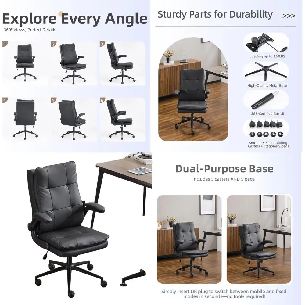 

Эргономичное кожаное офисное кресло с высокой спинкой, регулировкой высоты, откидными подлокотниками и поворотом на 360° ° Поворотное кресло для домашнего офиса и игр