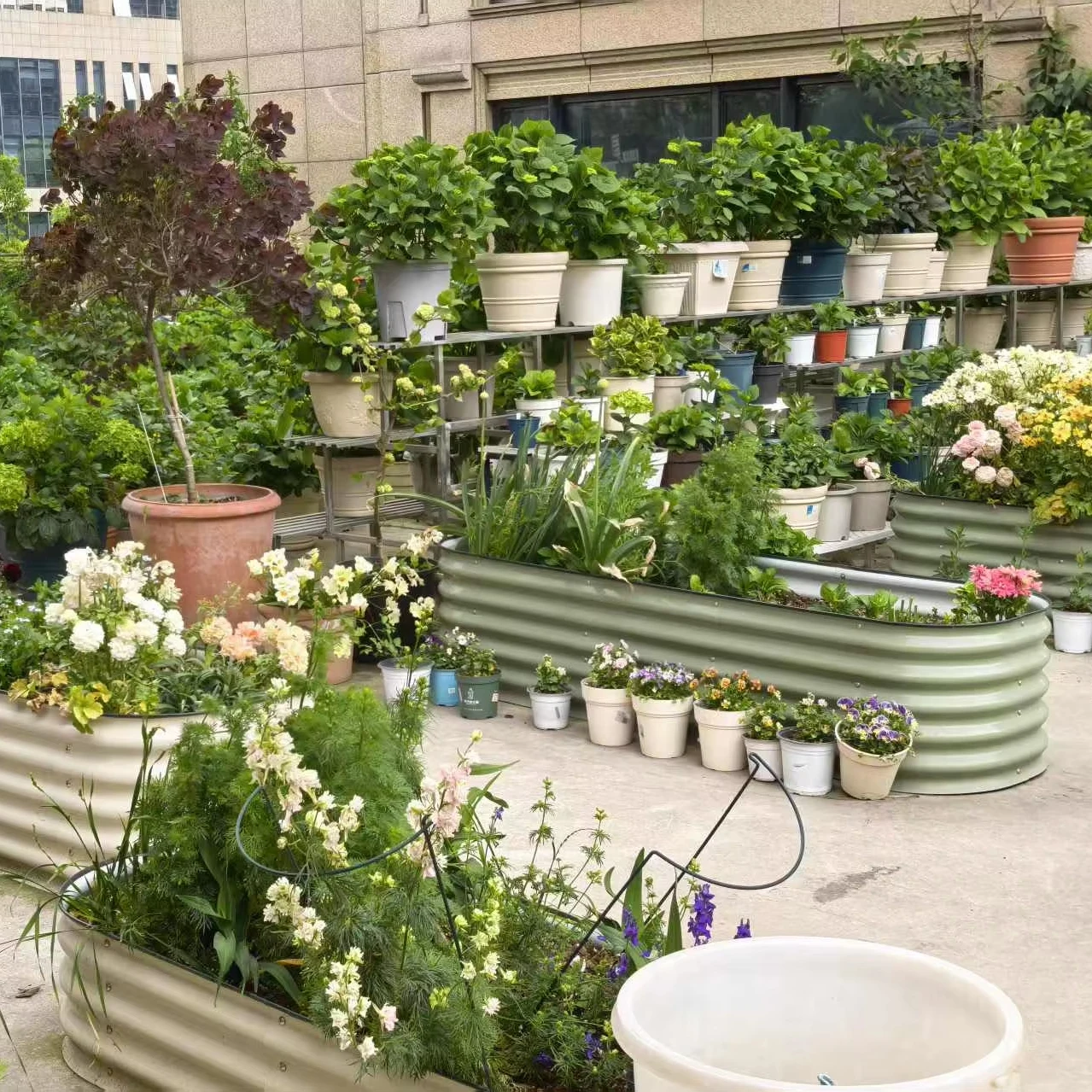 Large Galvanized Raised Garden Bed Kit, Powder Coated Metal Planter Box, Durable Outdoor Vegetable Flower Growing Container