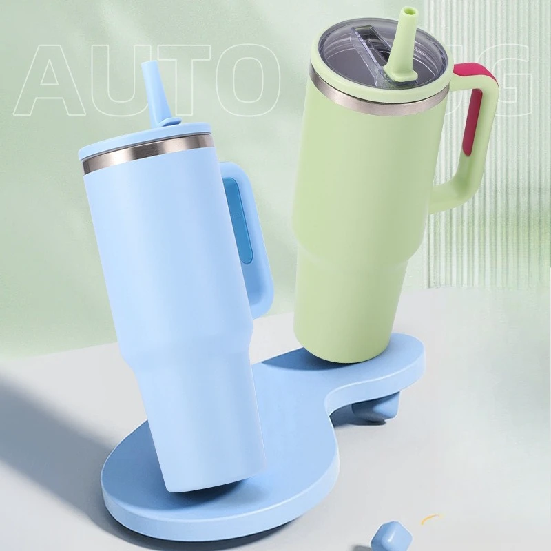 1200ml Handled Tumbler 304 Stainless Steel Double Wall Vacuum Insulated Water Cup Straw Lid Ice Coffee Beer Mug