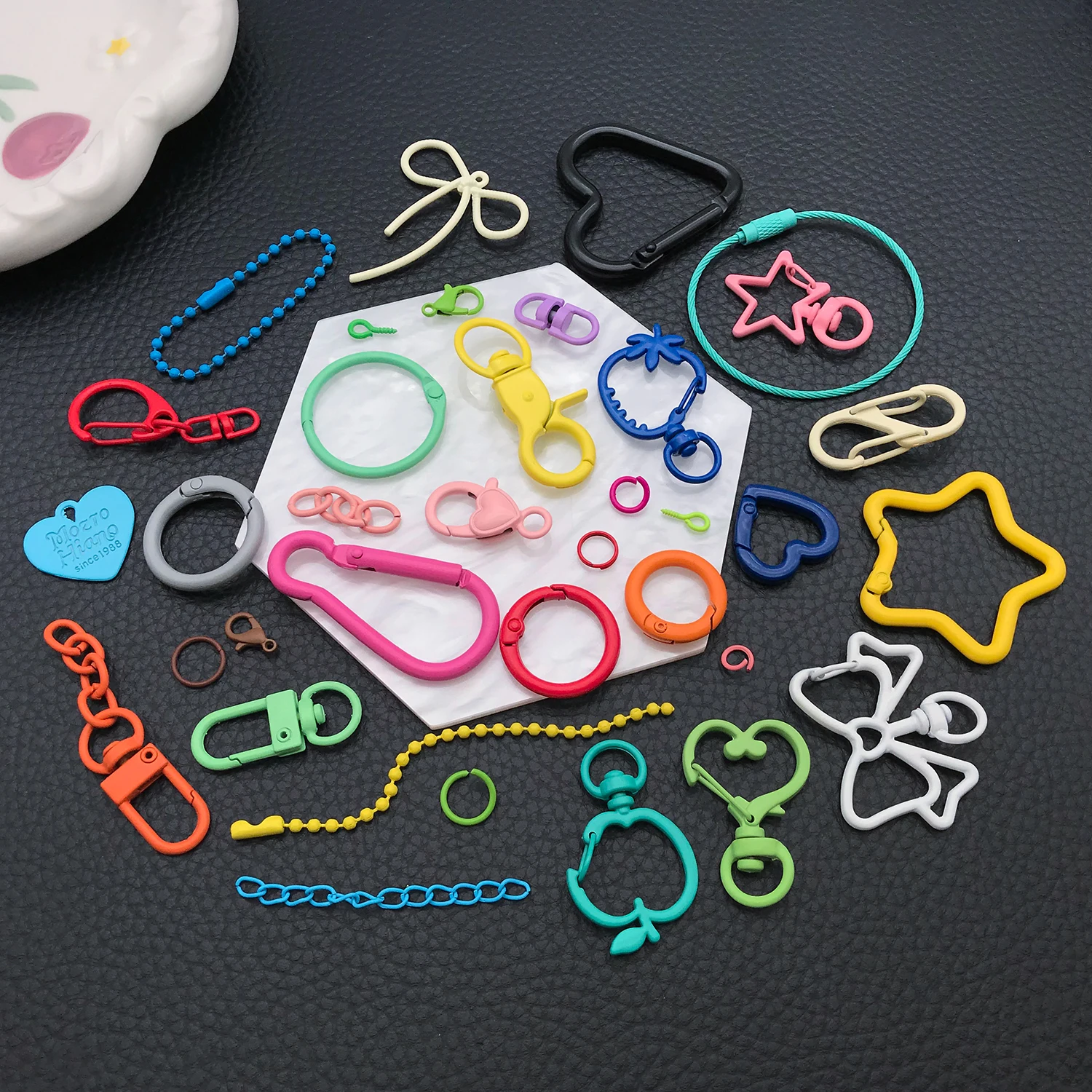 20pcs Mixed Color Zinc Alloy Spring Buckle Open/Closed Ring Sheep Eye Nail Extension Tail Chain DIY Jewelry Pendant Accessories view 5